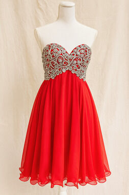Fiesta Beaded Strapless Holiday Party Dress XS Chiffon Mini Corset Back Sparkle